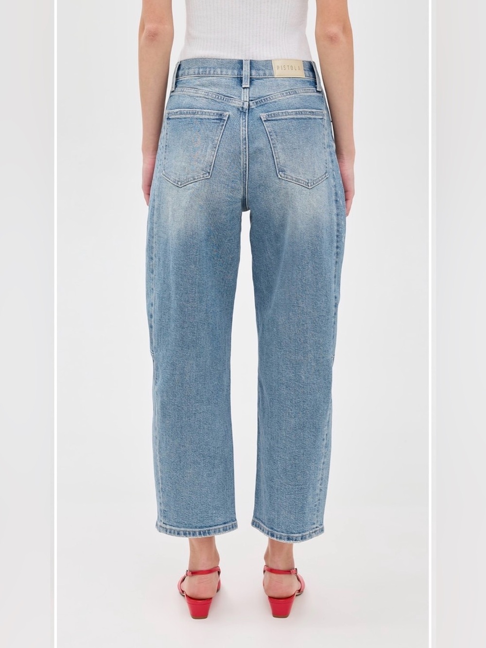 NWT Pistola Eli High Rise Arched Leg Light Wash Denim Jean 31 - Picture 2 of 10
